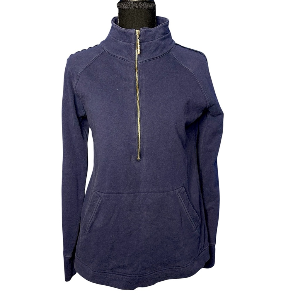 Lilly Pulitzer Women's Half Zip Skipper Popover Navy Blue Jacket Pullover Sz S